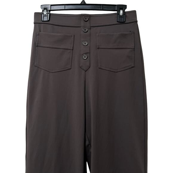 Halara Womens High Waisted Button Straight Leg Casual Pants Size MT Brown NWT - Picture 4 of 7
